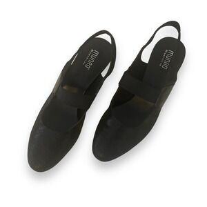 Munro American Black Ella Slingback Block Heel Shoes Women Size 11W‎